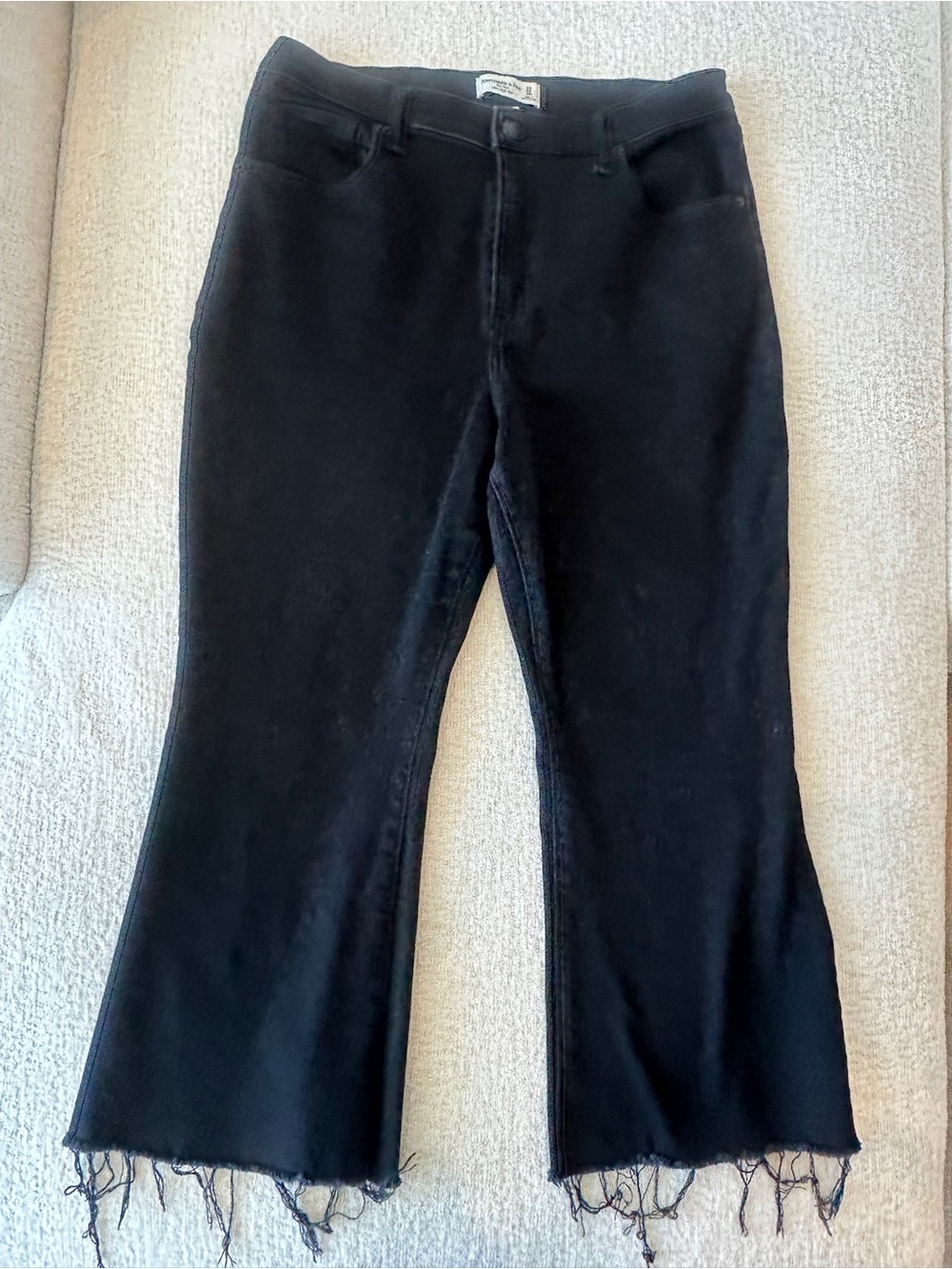 Abercrombie & Fitch Black Flare Pants with Fringe Hem